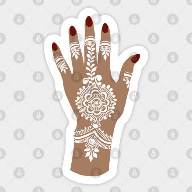 White Henna Tattoo - White Mehendi - Henna Hand Sticker by Tilila